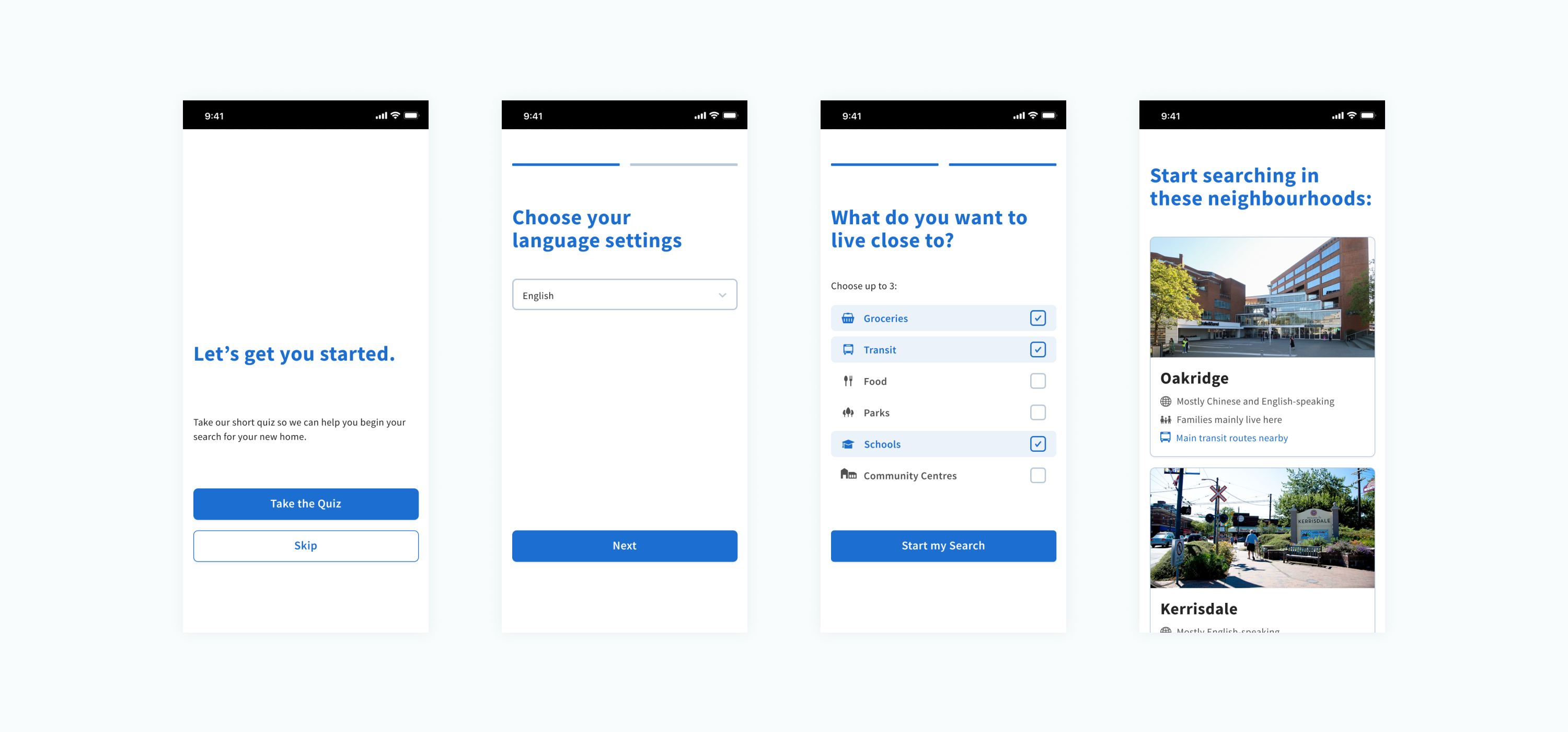 screenflow of Tempo's onboarding quiz